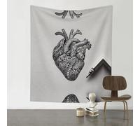 QAZWZML Tapiz vertical con diseño de corazón y figura de palo, 152 x 130 cm, alfombra decorativa adecuada para sofás, colchas de pícnic