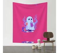 QAZWZML Tapiz vertical impreso con diseño de fantasma bebiendo una bebida, 152 x 130 cm, alfombra decorativa adecuada para sofás, colchas de picnic