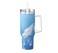 QAZWZML Taza de acero inoxidable de 40 onzas con estampado de nube de cielo de doble pared, taza instantánea de viaje con tapa y pajita, adecuada para viajes y oficina