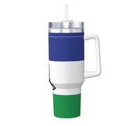 QAZWZML Taza instantánea de doble pared impresa con la bandera de Lesotho, 40 onzas, con tapa de asa y pajita, adecuada para batidos de agua, batidos y batidos