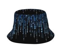 QAZWZML The Blue Binary Printed Bucket Hat para adultos - Sombrero plegable de sarga de poliéster para senderismo, playa, pesca, ciclismo - Gorra unisex para exteriores