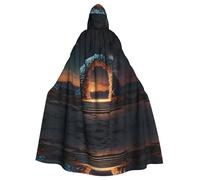 QAZWZML The entrance to the dream - Capa con capucha estampada festiva para Halloween para adultos, sin cremallera, adecuada para fiestas de vacaciones y cosplay