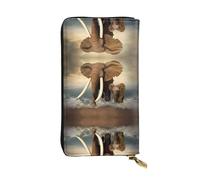 QAZWZML The SeaPrinted - Cartera larga unisex con diseño de elefantes y elefantes bebés, bolsa de almacenamiento de monedas, adecuada para viajes y uso diario