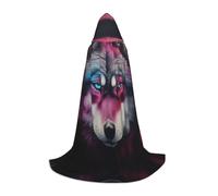 QAZWZML The Wolf with blue eyes Medium Printed Teen Cloak Cosplay, Stage Performance and Daily Cosplay Wholesale