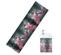 QAZWZML Toalla suave con estampado de flores de orquídea y mariposas que absorbe el sudor con bolsa de embalaje, portátil y adecuada para yoga, fitness y senderismo.