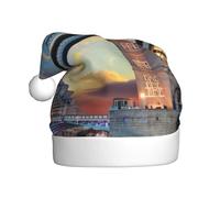 QAZWZML Tower Bridge in London - Sombrero de Navidad impreso, sombrero decorativo de tamaño adulto, adecuado para fiestas de Navidad, accesorios de ropa