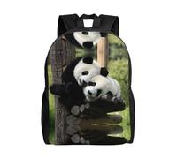 QAZWZML Two Big Pandas - Mochilas grandes para laptop para hombre y mujer con compartimentos, mochilas de viaje impermeables, bolsas Oxford duraderas