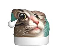 QAZWZML Un curioso sombrero de Navidad con estampado de gato, sombrero decorativo de tamaño adulto, adecuado para fiestas de Navidad, accesorios de ropa