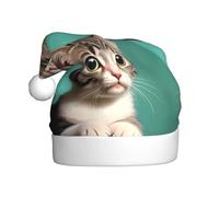QAZWZML Un curioso sombrero de Navidad para adultos con estampado de gato, adecuado para Nochevieja, fiestas de vacaciones o Nochebuena