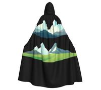 QAZWZML Un rincón de montaña nevada. Esta capa larga con capucha estampada es cálida y adecuada para fiestas de vacaciones, fiestas de disfraces o reuniones.