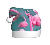 QAZWZML Una bandada de flamencos impresos sombreros decorativos de Navidad, sombreros de Navidad para adultos, suministros de fiesta de vacaciones para hombres y mujeres
