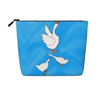 QAZWZML White Goose House - Bolsa de cosméticos de lino sintético de una sola capa con cremallera, portátil, con cremallera, accesorio de viaje