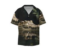 QAZWZML Wild Beasts in the Water - Camisa de manga corta para hombre, adecuada para la playa, vacaciones, viajes y actividades al aire libre., Negro, XL-5XL