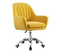 QAZXDRFG Desk Chair Accent Vanity Armchair Velvet Ergonomic Computer Adjustable Height Home Office Swivel Chair Rolling Executive Task Chairs,Light Blue(Yellow)