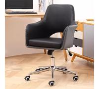 QAZXDRFG Ergonomic Computer Office Chair, Home Office Chair PU Leather Swivel Chair with Armrest, Task Chair for Study(Black/B)