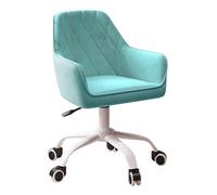 QAZXDRFG Ergonomic Office Desk Chair, Velvet Mid Back Computer Chair, Swivel Chair with Lumbar Support, Thick Seat Cushion(Blue)
