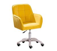 QAZXDRFG Home Ergonomic Office Chair Swivel Computer Desk Task Chairs Adjustable Height with Velvet Cushion Steel Foot Stand and Mute Caster Swivel Chairs for Bedroom(Yellow)