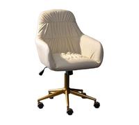 QAZXDRFG Home Office Chair on Wheels, PU Leather Desk Chair Swivel Computer Chair with Armrests & Comfortable Backrest, for Living Room, Make-up, Studying(White)