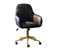 QAZXDRFG Home Office Chair on Wheels, PU Leather Desk Chair Swivel Computer Chair with Armrests & Comfortable Backrest, for Living Room, Make-up, Studying(Black)