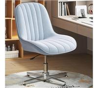 QAZXDRFG Legged Office Chair Armless Office Desk Chair No Wheels High Back Swivel Task Chairs Height Adjustment Computer Chair(/Light Blue)