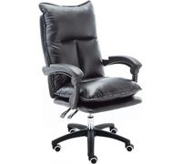 QAZXDRFG Office Chair, Ergonomic High-Back Computer Desk Chair PU Leather Executive Swivel Adjustable Home Chair with Cotton Headrest for Women to Pursue Happiness(Black)