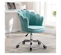 QAZXDRFG Office Chair, Velvet Office Desk Chair, Home Office Desk Chairs Swivel Wheel Adjustable Upholstered Vanity Chair for Study, Living Room, Bedroom,White to Pursue Happiness(Blue)