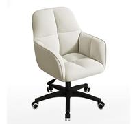 QAZXDRFG Office Chair Velvet Swivel Office Chair,Ergonomic Mid-Back Computer Chair with Armrest,Comfortable Adjustable PC Chair for Girls Room(White)