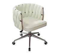 QAZXDRFG Office Chairs Mid-Back Desk Chairs with Wheels Chair Height Adjustable Ergonomic Office Chair PU Padded Chairs for Office(Beige,Silver Base)