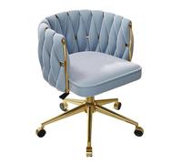 QAZXDRFG Office Chairs Mid-Back Desk Chairs with Wheels Chair Height Adjustable Ergonomic Office Chair PU Padded Chairs for Office(Blue,Gold Base)