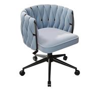 QAZXDRFG Office Chairs Mid-Back Desk Chairs with Wheels Chair Height Adjustable Ergonomic Office Chair PU Padded Chairs for Office(Blue,Black Base)