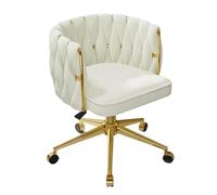 QAZXDRFG Office Chairs Mid-Back Desk Chairs with Wheels Chair Height Adjustable Ergonomic Office Chair PU Padded Chairs for Office(Beige,Gold Base)