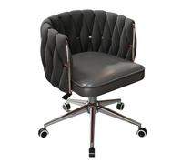 QAZXDRFG Office Chairs Mid-Back Desk Chairs with Wheels Chair Height Adjustable Ergonomic Office Chair PU Padded Chairs for Office(Dark Grey,Silver Base)