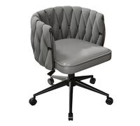 QAZXDRFG Office Chairs Mid-Back Desk Chairs with Wheels Chair Height Adjustable Ergonomic Office Chair PU Padded Chairs for Office(Gray,Black Base)