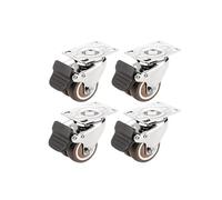 QAZXDRFG Swivel Castor Wheels 4 Pieces/Batch 2-Inch 4-Hole Flat Brake Double-Wheel Universal Wheel Silent Small Tatami Drawer Pulley Cabinet Roller Rubber