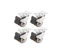 QAZXDRFG Swivel Castor Wheels 4 Pieces/Batch 2-Inch 4-Hole Flat Brake Double-Wheel Universal Wheel Silent Small Tatami Drawer Pulley Cabinet Roller Rubber