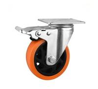 QAZXDRFG Swivel Castor Wheels 4 Pieces/Lot 2.5 Inch/3 Inch/4 Inch/5 Inch Medium Orange Casters For Industrial Machines and Equipment Rotating Casters(Brake,2.5 Inch)