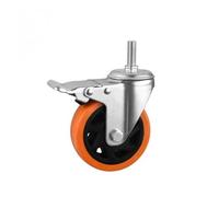QAZXDRFG Swivel Castor Wheels 4 Pieces/Lot 2.5 Inch/3 Inch/4 Inch/5 Inch Medium Orange Casters For Industrial Machines and Equipment Rotating Casters(M12X30 Brake,3 Inch)