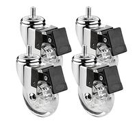 QAZXDRFG Swivel Castor Wheels Furniture S Set of 4 Clear PU Rubber S S Without Brake Replacement For Trolley and (Size: 1.5"-M8 X 15Mm, Color: 2 Braked)