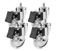 QAZXDRFG Swivel Castor Wheels Set of 4 75Mm Furniture S with M8 X 15, M10 X 15 Grub Screws and Ball Bearings, Transparent Rubber S, Transport S, Single Load 40Kg (M8 X 15Mm).