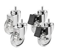 QAZXDRFG Swivel Castor Wheels Set of 4 75Mm Furniture S with M8 X 15, M10 X 15 Grub Screws and Ball Bearings, Transparent Rubber S, Transport S, Single Load 40Kg (M8 X 15Mm).