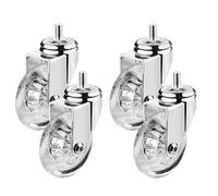 QAZXDRFG Swivel Castor Wheels Set of 4 75Mm Furniture S with M8 X 15, M10 X 15 Grub Screws and Ball Bearings, Transparent Rubber S, Transport S, Single Load 40Kg (M8 X 15Mm).