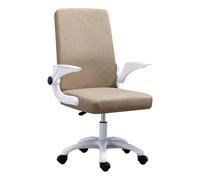 QAZXDRFG Swivel Desk Chair Swivel Desk Chair Cotton Linen Swivel Desk Chair, Excutive Office Chair with Comfy Lumbar Support and 90° Flip-up Armrests, Adjustable Height for Home Office Chair(Khaki)