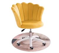 QAZXDRFG Thick Cushion Pad Flexible, Home Office Chair Velvet Flower Petal Wrap Design, Ergonomic Swivel Task Chair for Adults,Plaid(Yellow)