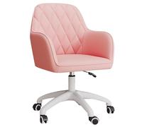QAZXDRFG Velvet Ergonomic Office Chair, Adjustable Height Executive Home Desk Chair Mid-Back Vanity Swivel Task Chair with Wheels/Armrests(Pink)