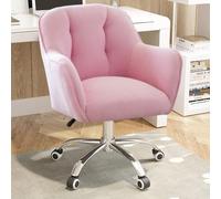 QAZXDRFG Velvet Swivel Home Office Desk Chair for Computer Desk, Ergonomic Makeup Chair Chair Modern Task Chair for Bedroom(Pink)
