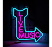 qbanziou Letreros de neón de música en vivo para decoración de pared, decoración de luz LED de neón, cerveza, bar, estudio de música, dormitorio, fiesta, cumpleaños, club, regalo de Navidad
