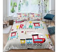 QBIDCSX Funda Nordica Cama 105 Tren de Juguete Funda Edredon 200x220 cm y 1 Funda de Almohada 50x75 cm para Niñas Niños con Cremallera Suave Transpirable 110gsm Microfibra Fundas Nordicas
