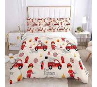 QBIDCSX Funda Nordica Cama 150 Bombero Funda Edredon 240x220 cm y 1 Funda de Almohada 50x75 cm para Niñas Niños con Cremallera Suave Transpirable 110gsm Microfibra Fundas Nordicas