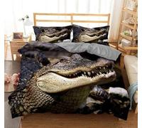 QBIDCSX Funda Nordica Cama 150 Cocodrilo Funda Edredon 240x220 cm y 1 Funda de Almohada 50x75 cm para Niñas Niños con Cremallera Suave Transpirable 110gsm Microfibra Fundas Nordicas