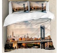 QBIDCSX Funda Nordica Cama 150 Nueva York Funda Edredon 240x220 cm y 1 Funda de Almohada 50x75 cm para Niñas Niños con Cremallera Suave Transpirable 110gsm Microfibra Fundas Nordicas